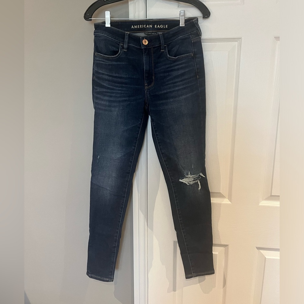 Women’s High Rise Next Level Stretch Distressed Jegging from American Eagle